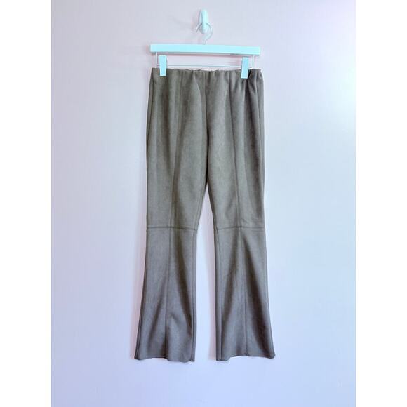Ann Mashburn Faye Flare Cropped Pants in Dark Taupe Suede Size Small - Picture 2 of 6